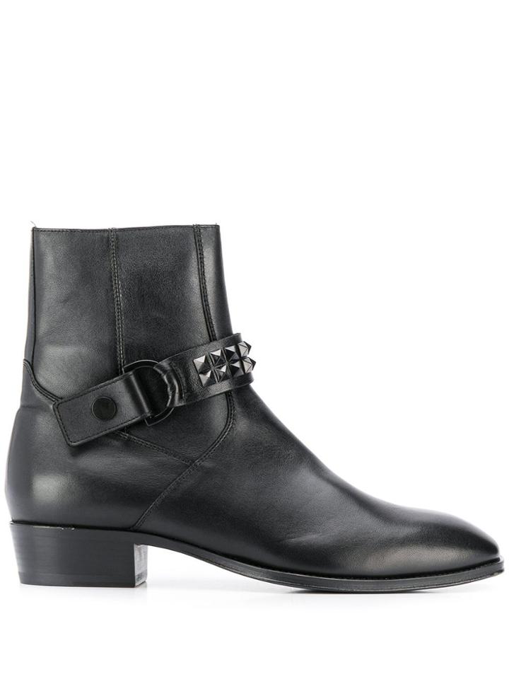 Represent Studded Strap Ankle Boots - Black