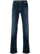 Jacob Cohen Logo Patch Slim Fit Jeans - Blue