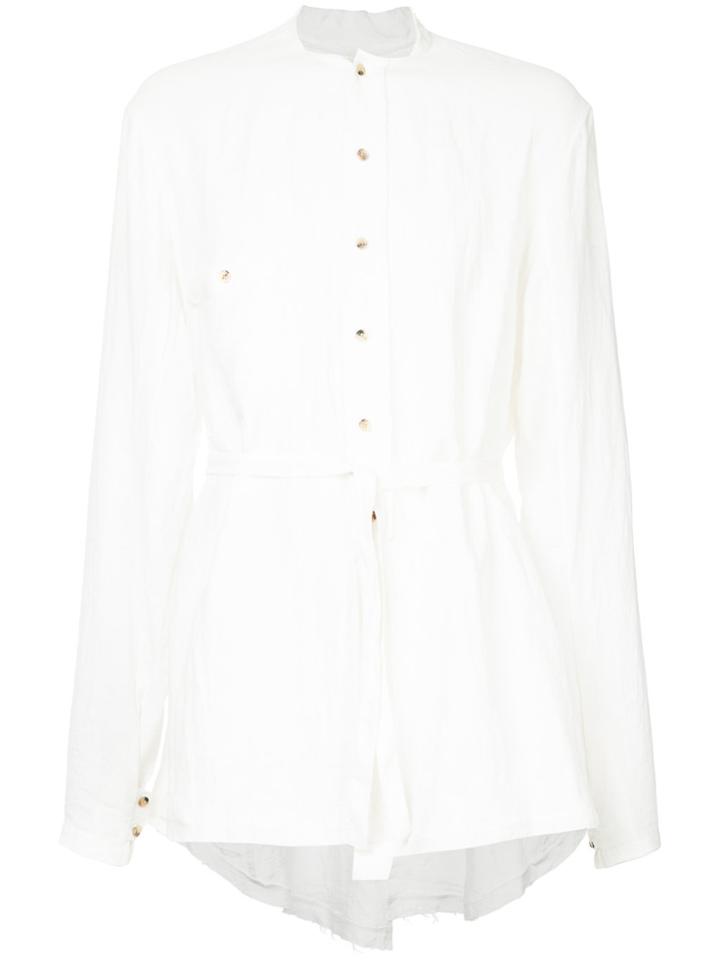 Aleksandr Manamïs Belted Fitted Shirt - White