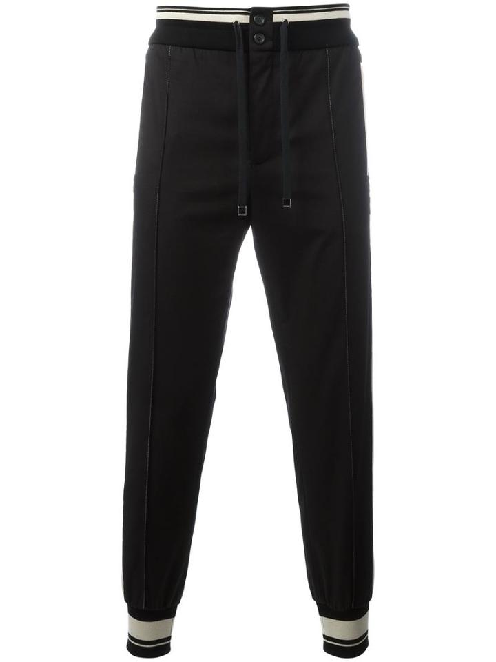 Dolce & Gabbana Drawstring Track Pants, Men's, Size: 44, Black, Cotton/spandex/elastane/polyamide
