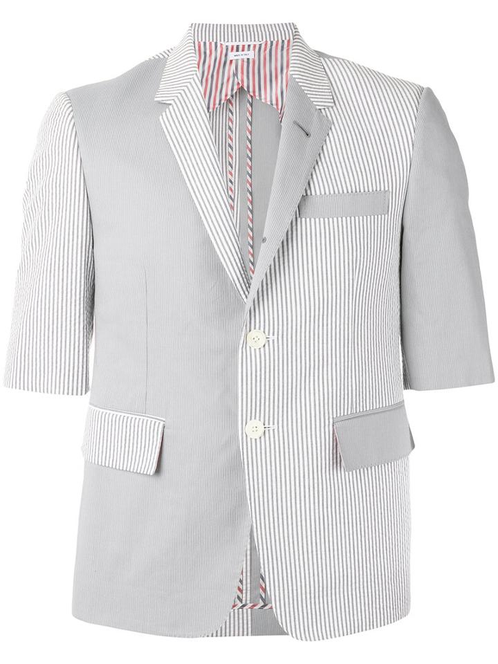 Shortsleeved Patchwork Blazer - Men - Cotton/cupro - 2, Grey, Cotton/cupro, Thom Browne