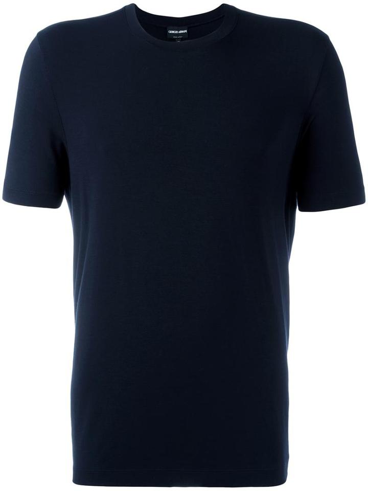 Giorgio Armani Round Neck T-shirt, Men's, Size: 58, Blue, Spandex/elastane/viscose