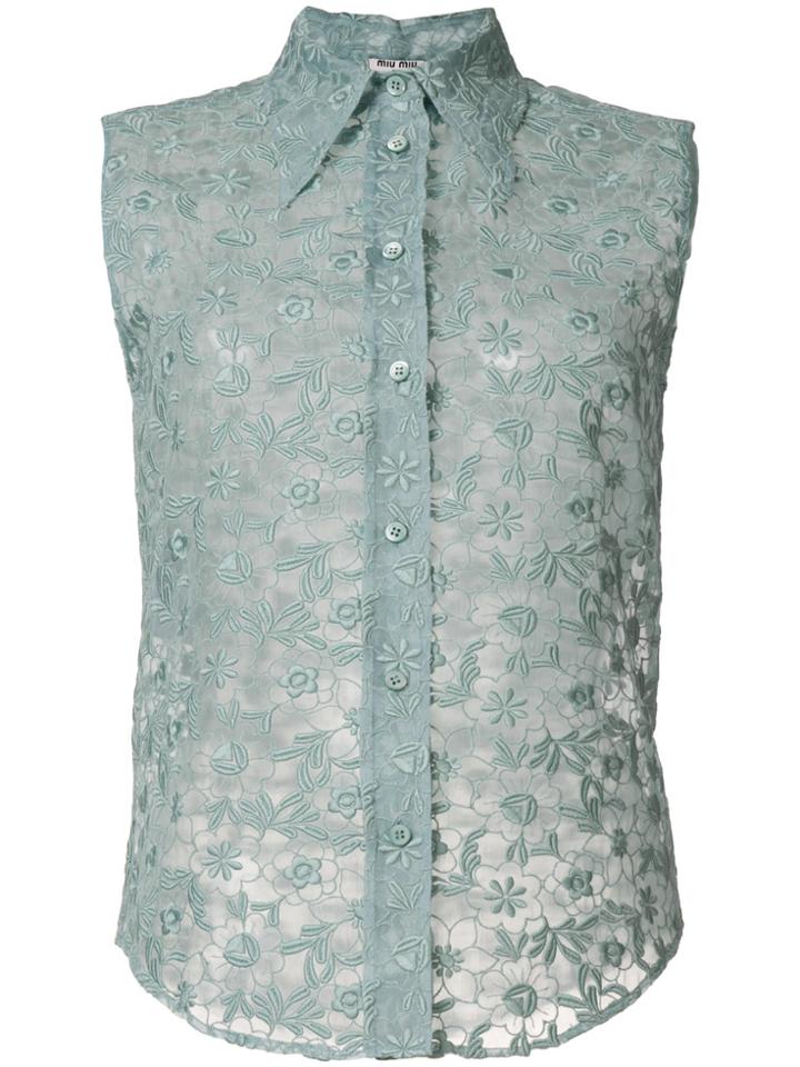 Miu Miu Sleeveless Lace Shirt - Blue