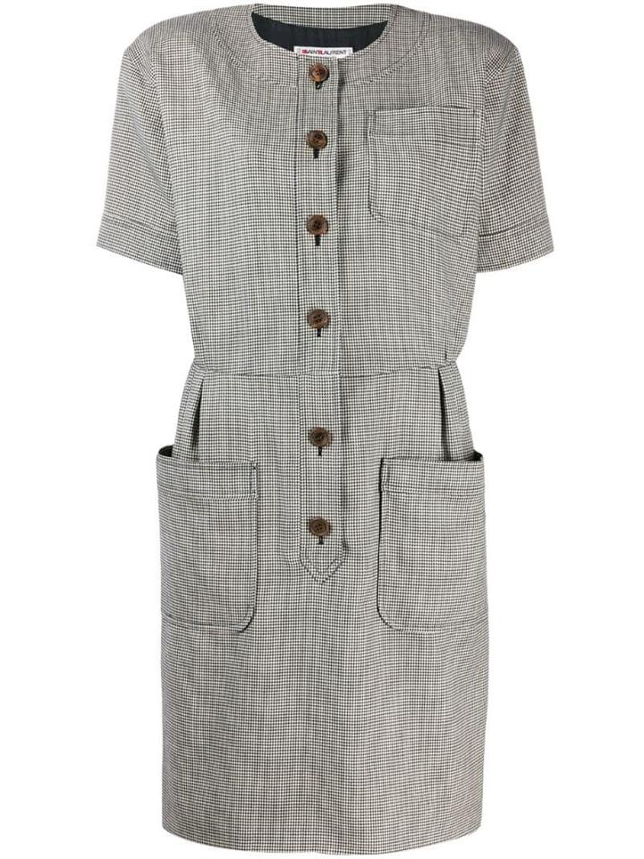 Yves Saint Laurent Pre-owned 1980's Houndstooth Shortsleeved Dress -