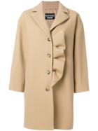 Boutique Moschino Ruffle Detail Single Breasted Coat - Nude & Neutrals