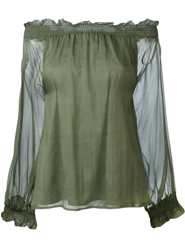 Off-the-shoulder Blouse - Women - Silk/polyester - M, Green, Silk/polyester, P.a.r.o.s.h.