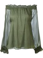 Off-the-shoulder Blouse - Women - Silk/polyester - M, Green, Silk/polyester, P.a.r.o.s.h.