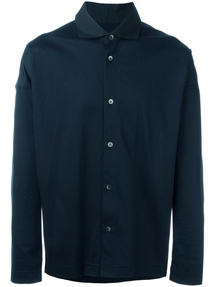 Homme Plissé Issey Miyake Classic Shirt, Men's, Size: 4, Blue, Cotton