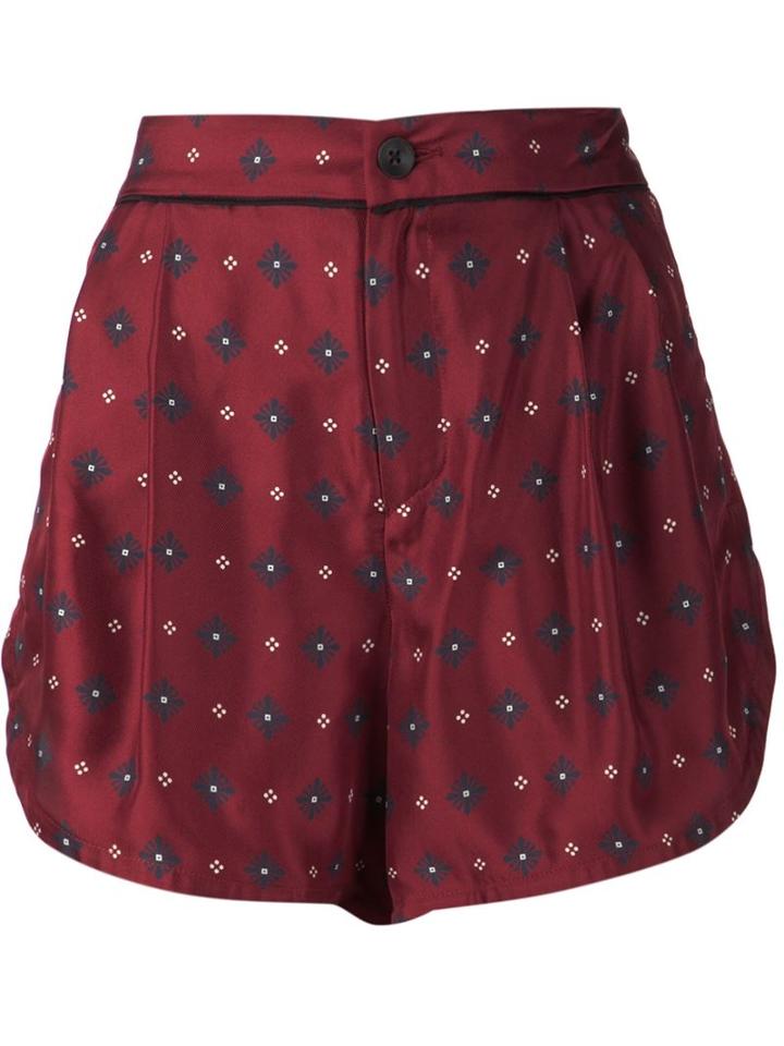 Rag & Bone Gabrielle Shorts, Women's, Size: 4, Red, Silk