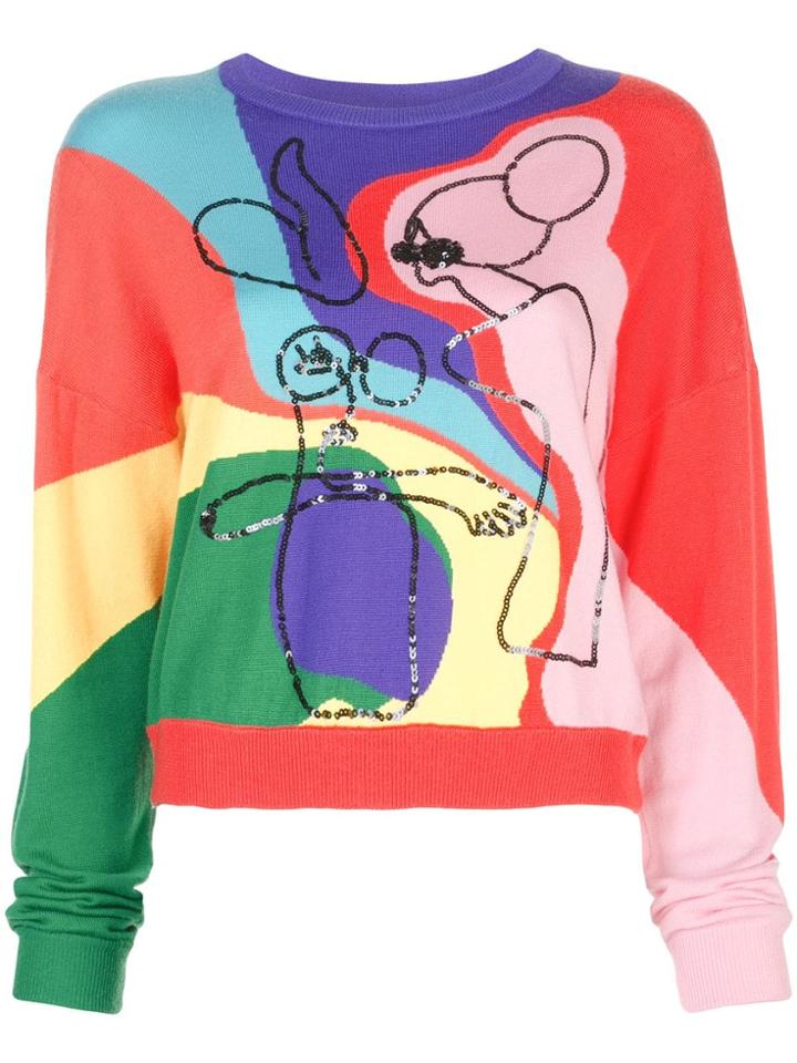 Alice+olivia Leena Intarsia Sweatshirt - Red