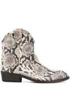 Via Roma 15 Snake Western Ankle Boots - White