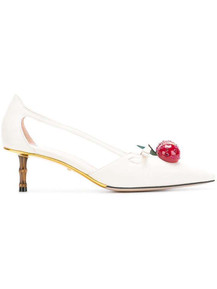 Gucci Cherry Pumps - White