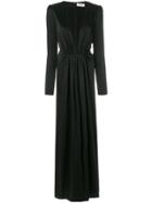 Saint Laurent V-neck Gathered Waist Dress - Black