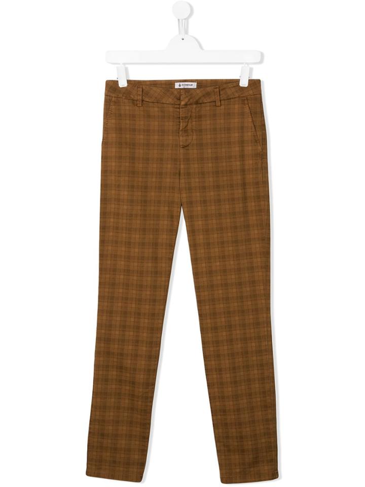 Dondup Kids Checked Slim Trousers - Brown
