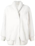 Drome Cuff Sleeve Coat, Women's, Size: Small, White, Cupro/lamb Fur