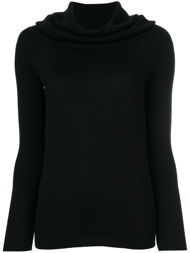 Snobby Sheep Cowl-neck Fitted Sweater - Black