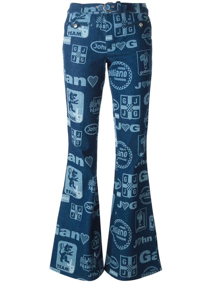 John Galliano Vintage Logo Print Flared Jeans
