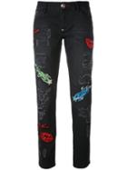 Philipp Plein - Appliqué Embellished Jeans - Women - Cotton/spandex/elastane - S, Black, Cotton/spandex/elastane