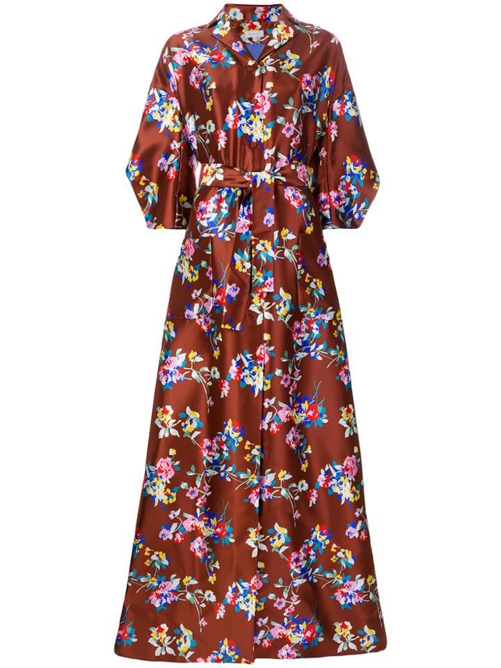 Delpozo Floral Print Gown - Brown