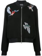 Markus Lupfer - Bird Patch Bomber Jacket - Women - Polyamide/polyurethane/viscose/virgin Wool - L, Black, Polyamide/polyurethane/viscose/virgin Wool