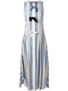 Sportmax - Striped Bow Tent Dress - Women - Silk - 44, Blue, Silk