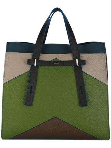 Furla - Colour Block Tote - Men - Leather - One Size, Green, Leather
