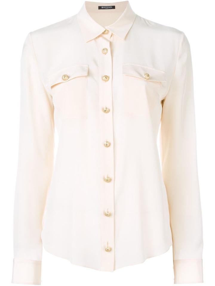 Balmain Classic Shirt, Women's, Size: 46, Nude/neutrals, Silk