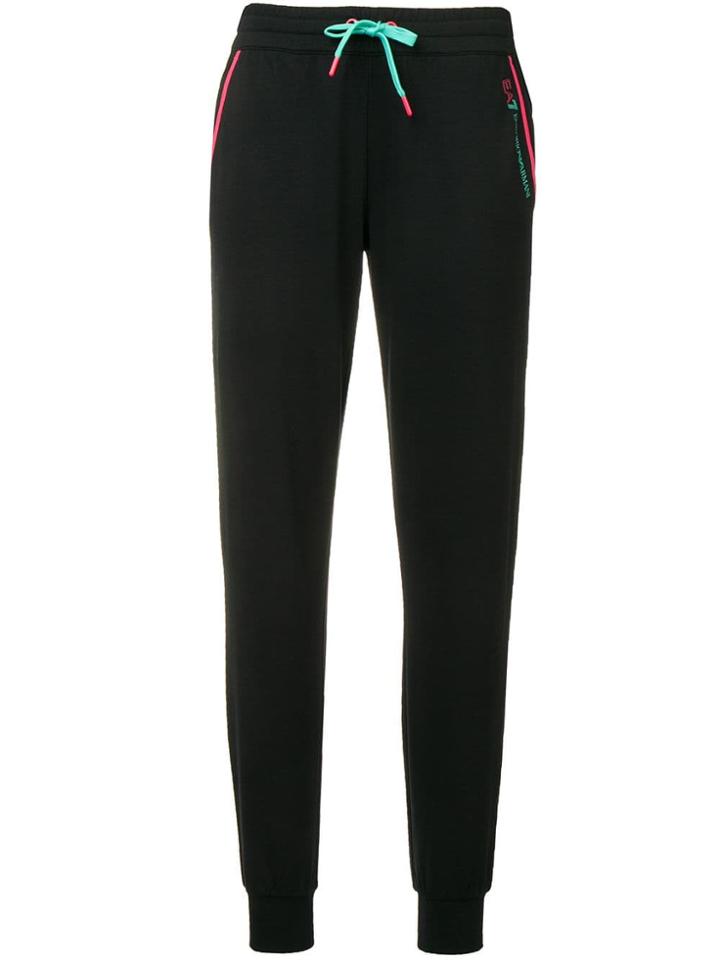 Ea7 Emporio Armani Contrast Piped Track Pants - Black