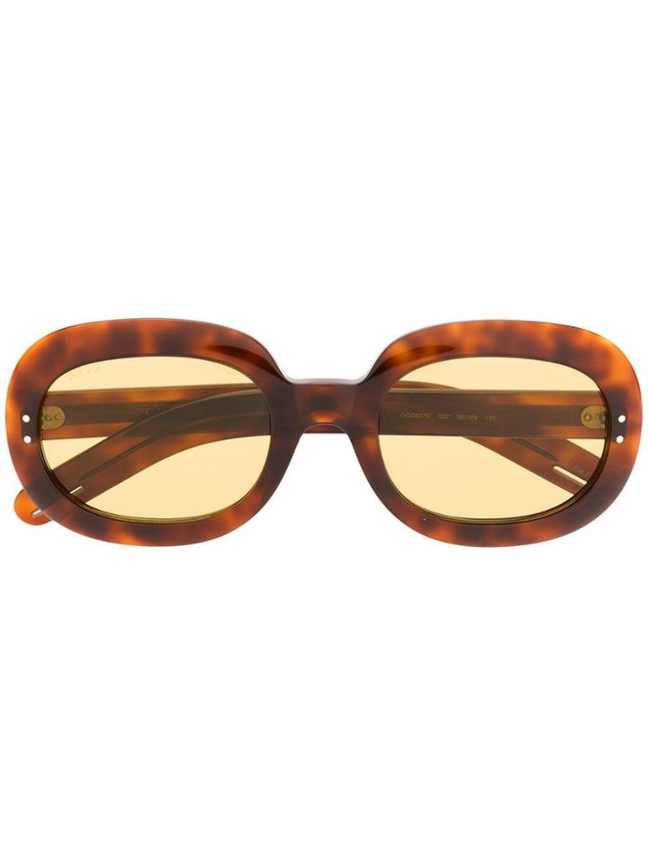 Gucci Eyewear Oval Frame Sunglasses - Brown