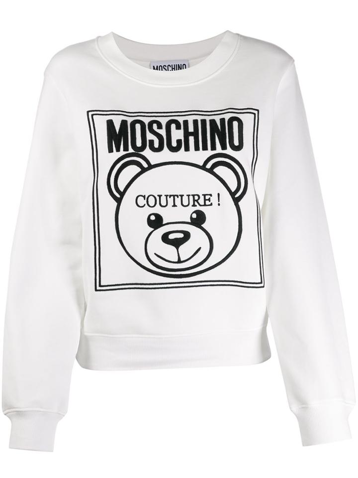 Moschino Logo Embroidered Sweatshirt - White