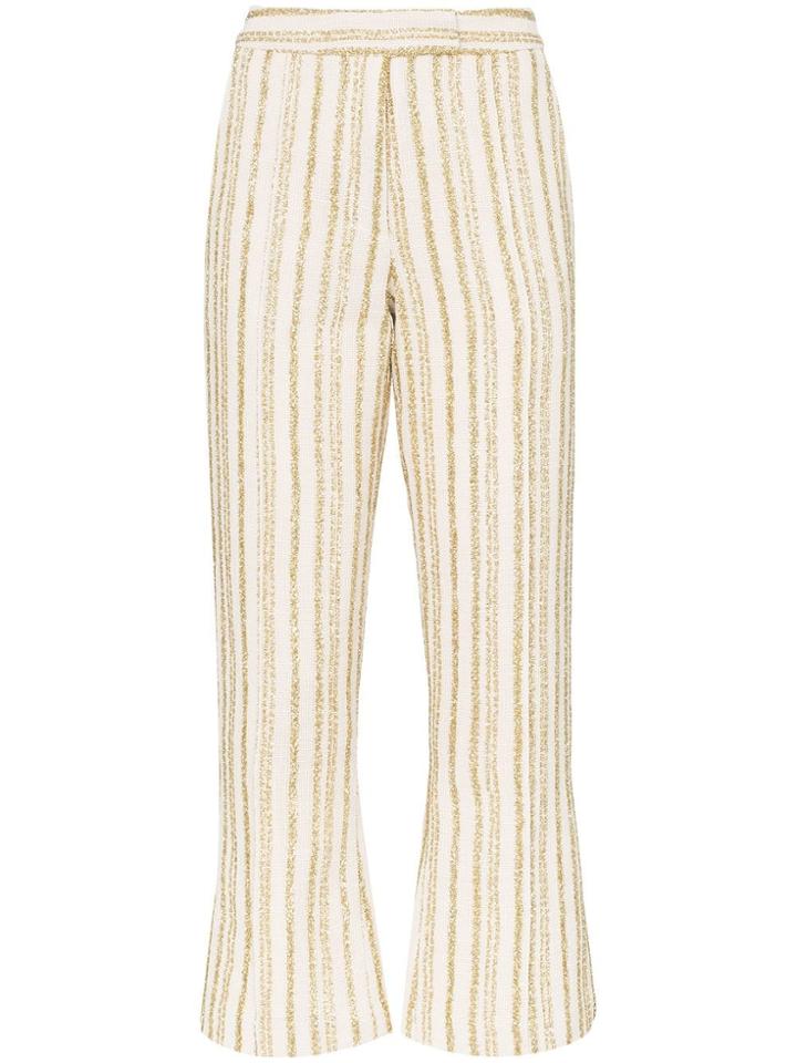 Rosie Assoulin The Scrunchy Striped Flare Trousers - Gold
