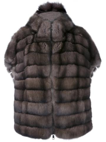 Manzoni 24 Short Sleeve Fur Coat, Women's, Size: 44, Grey, Cashmere/wool/sable