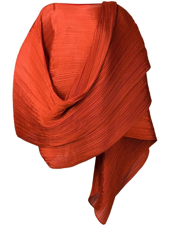 Pleats Please By Issey Miyake Pleated Wrap Scarf - Orange