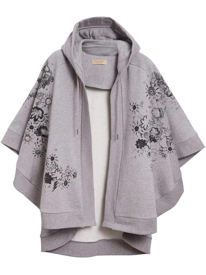 Burberry Doodle Print Hooded Cape - Grey