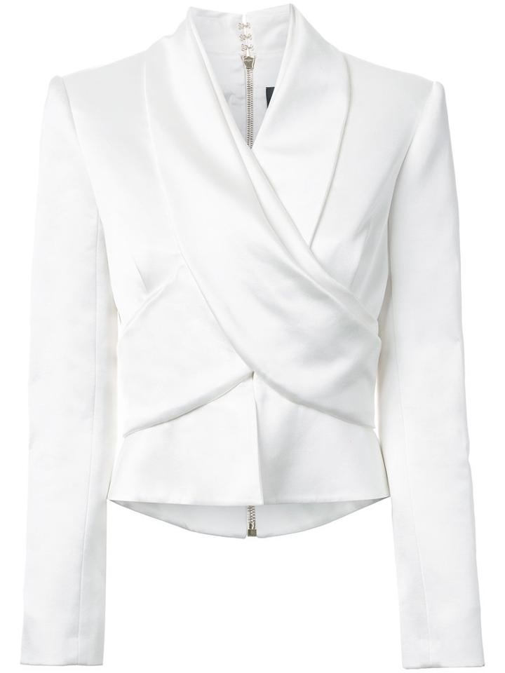 Balmain Crossover Blazer Top, Women's, Size: 38, White, Viscose