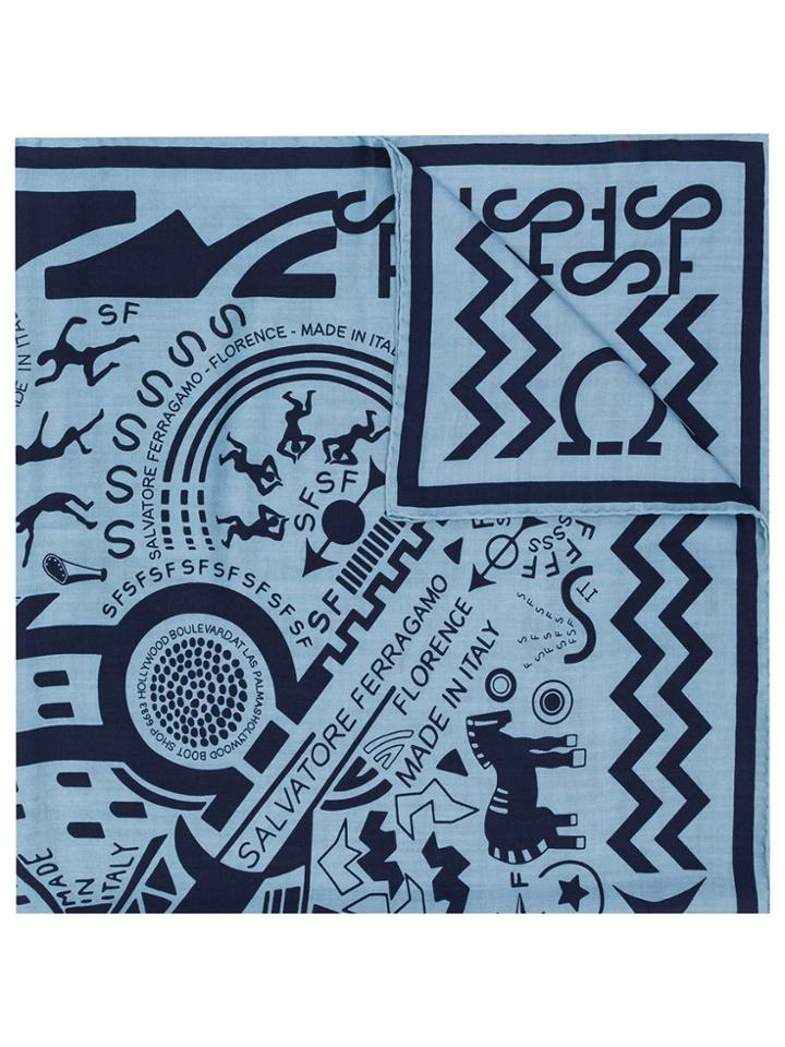 Salvatore Ferragamo Abstract Print Scarf - Blue