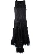 Paco Rabanne Sleeveless Lamb Fur Trim Dress, Women's, Size: 40, Black, Nylon/polyamide/lamb Fur