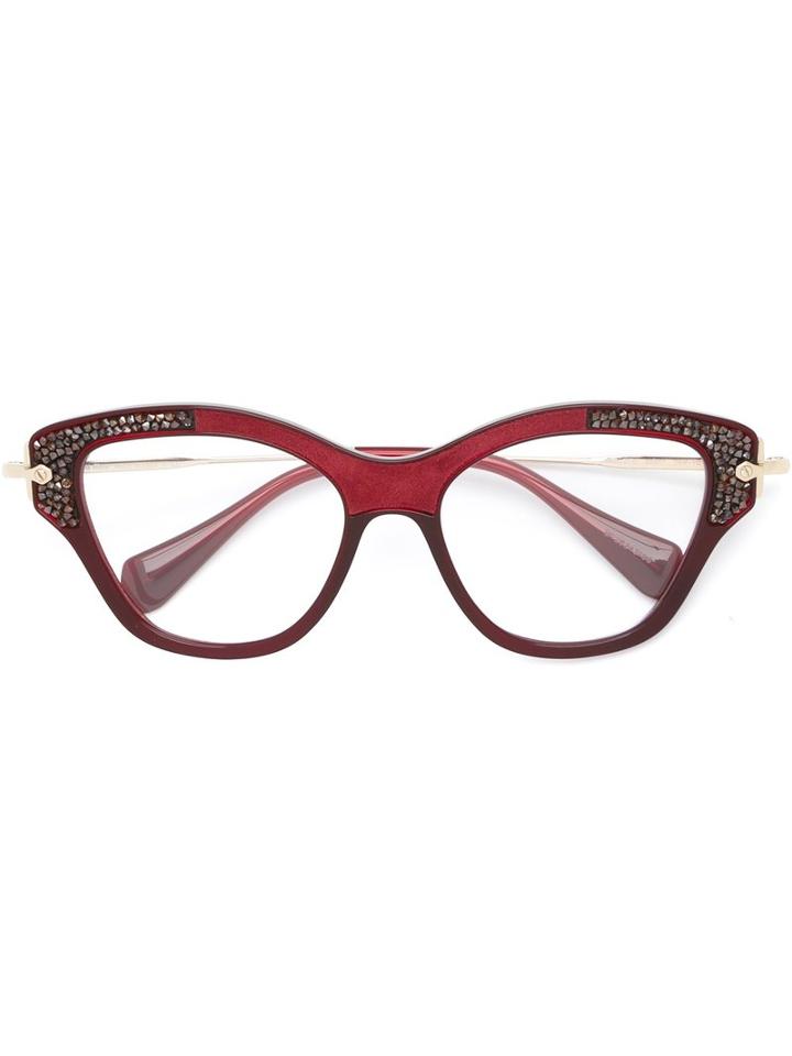 Miu Miu Eyewear 'noir' Glasses, Red, Acetate/metal (other)