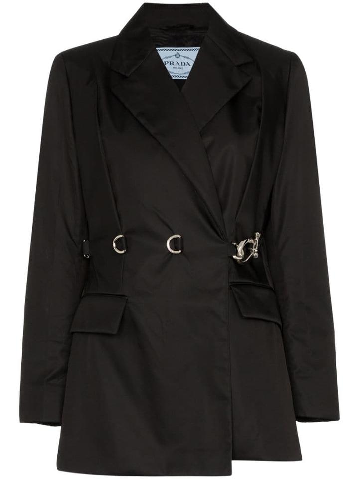 Prada Belted Gabardine Blazer - Black