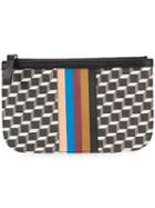 Geometric Print Pouch - Unisex - Calf Leather/canvas - One Size, Black, Calf Leather/canvas, Pierre Hardy