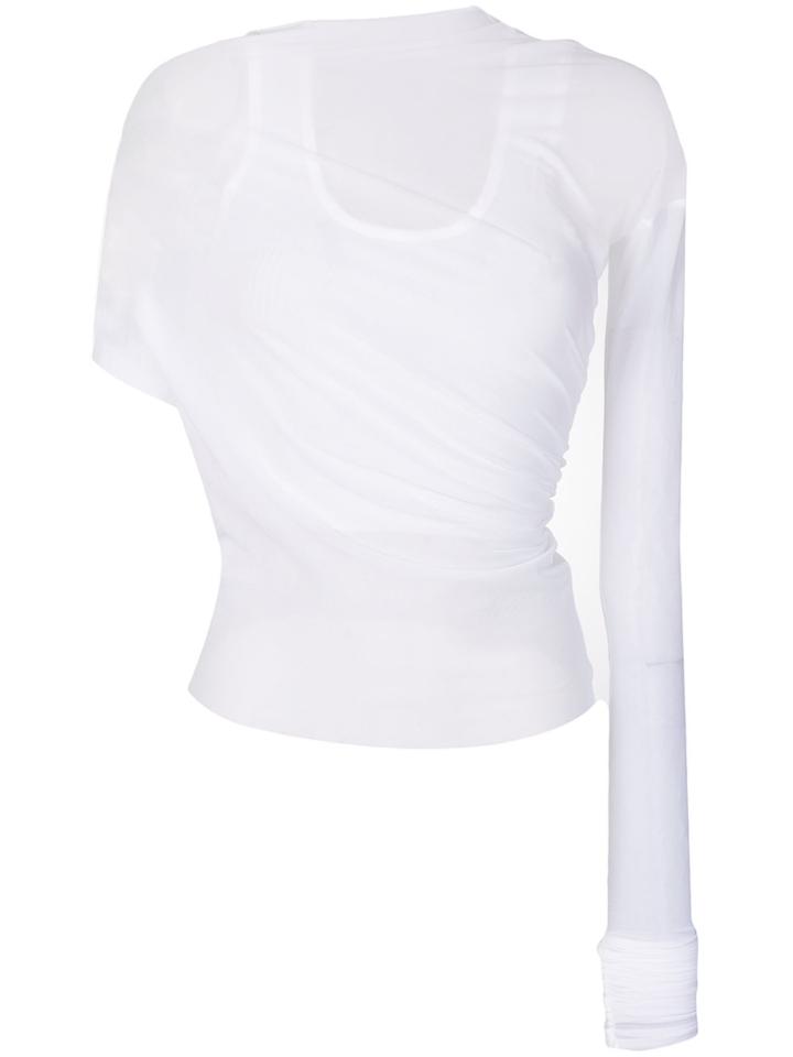 Ann Demeulemeester One-sleeve Sheer Top - White