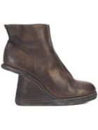 Guidi Cut-away Stacked Wedge Boots - Brown