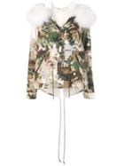 Furs66 Camouflage Print Cropped Parka - Green