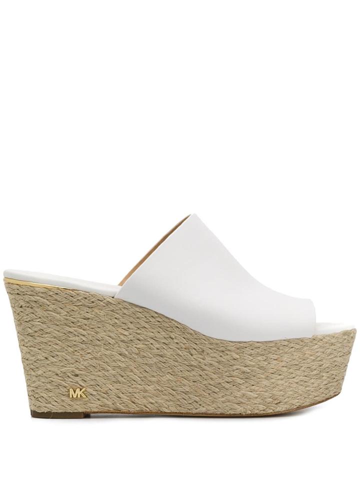 Michael Michael Kors Platform Wedge Mules - White