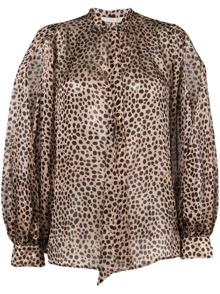 L'autre Chose Leopard Print Pussy Bow Blouse - Brown