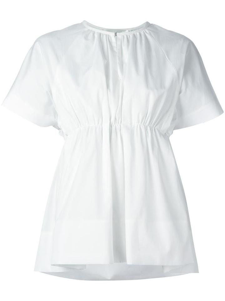 Victoria Victoria Beckham Ruffled Flared Blouse, Women's, Size: 40, White, Cotton/polyamide/spandex/elastane