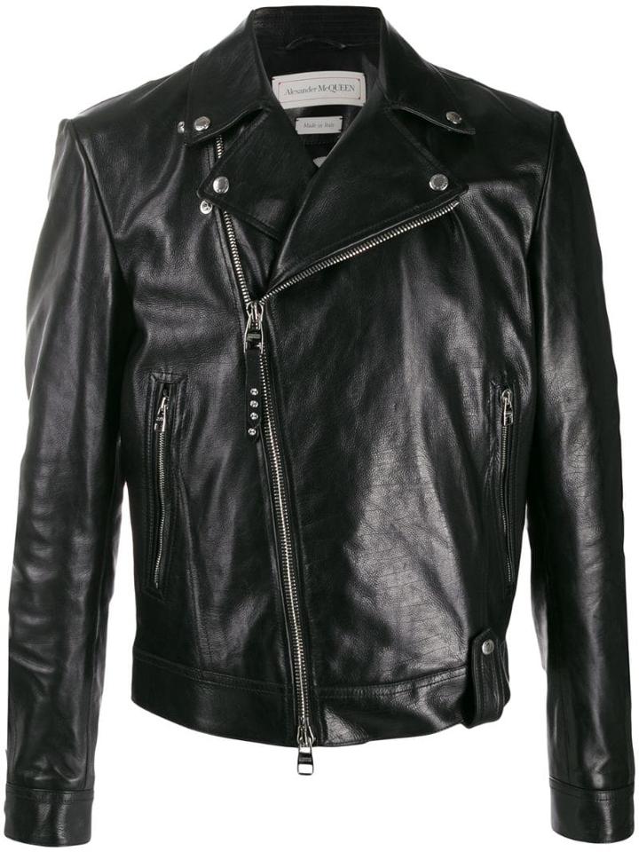 Alexander Mcqueen Off-centre Zipped Jacket - Black