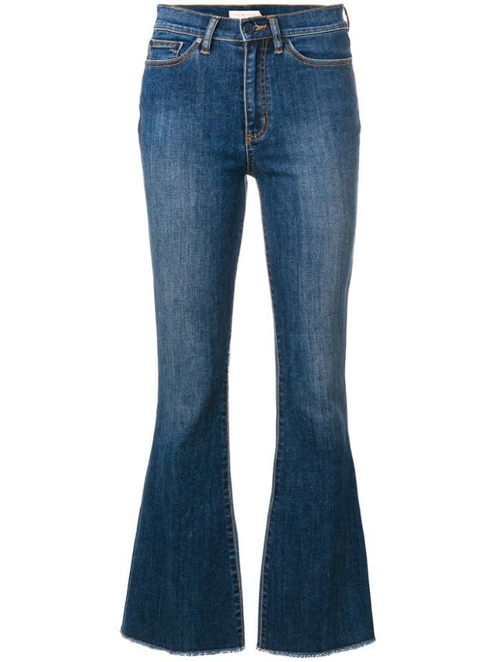 Tory Burch Ryan Frayed Flare Jeans - Blue
