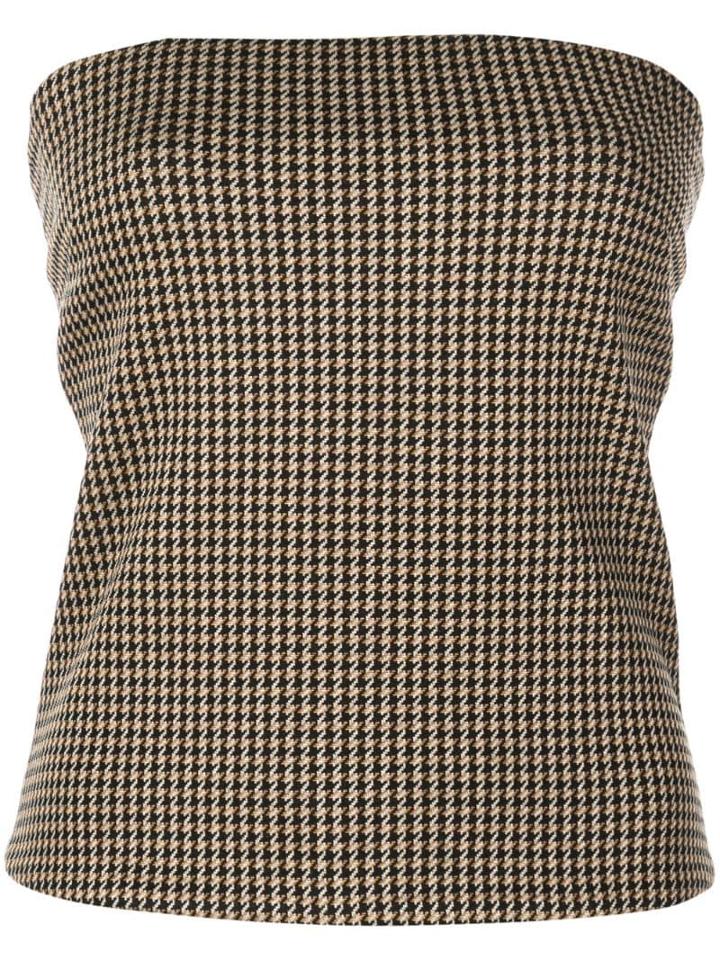 Rosetta Getty Check Print Bandeau Top - Brown