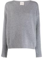 Fine Edge Boyfriend Crew Neck Sweater - Grey